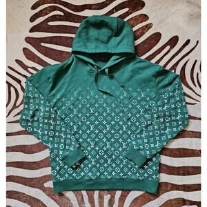 Louis Vuitton Green & White Monogram Gradient Hoodie Sz L